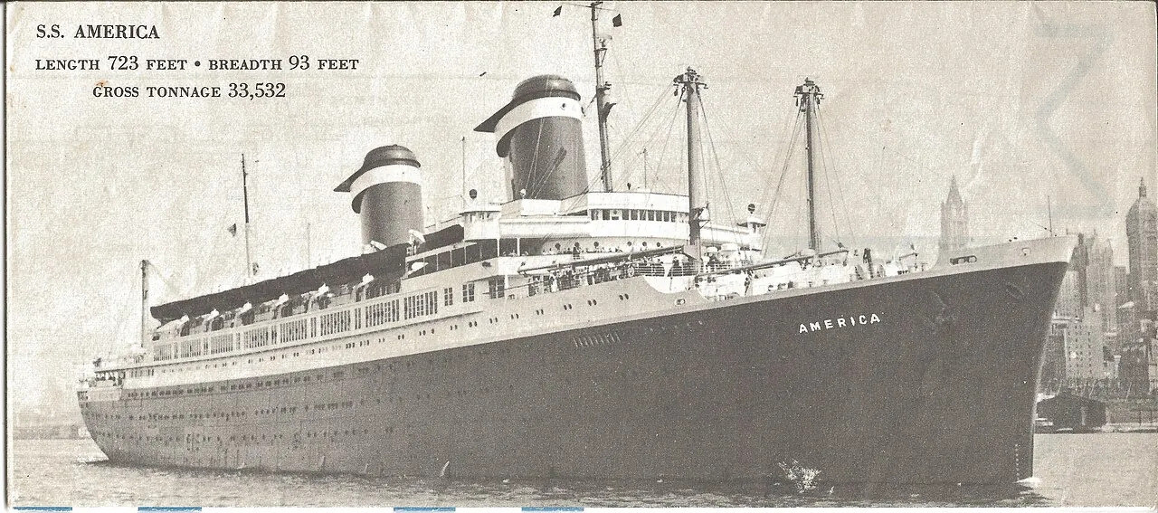 Folleto antiguo del transatlántico SS America
