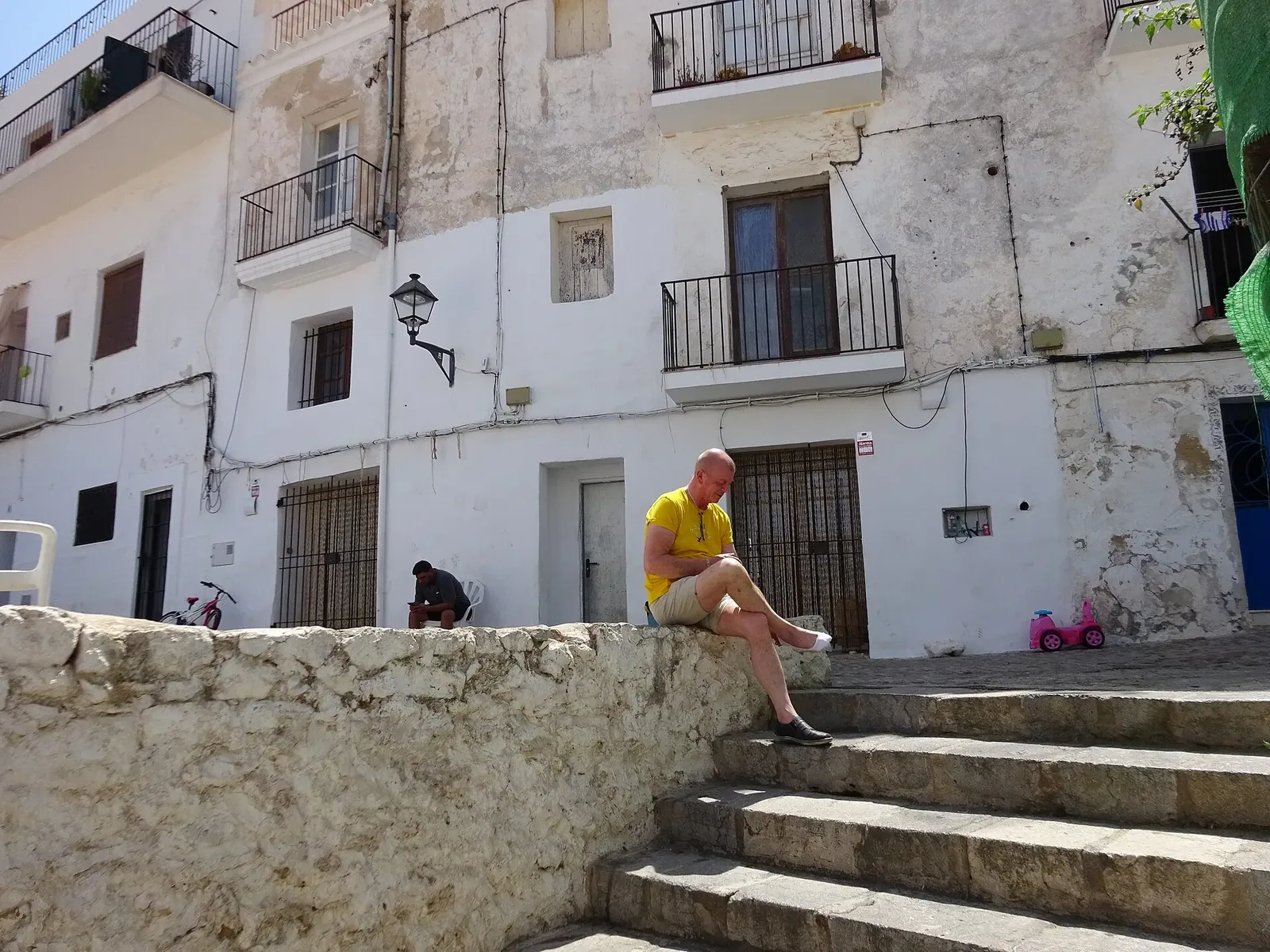 Casas blancas del barrio de Sa Penya en Ibiza