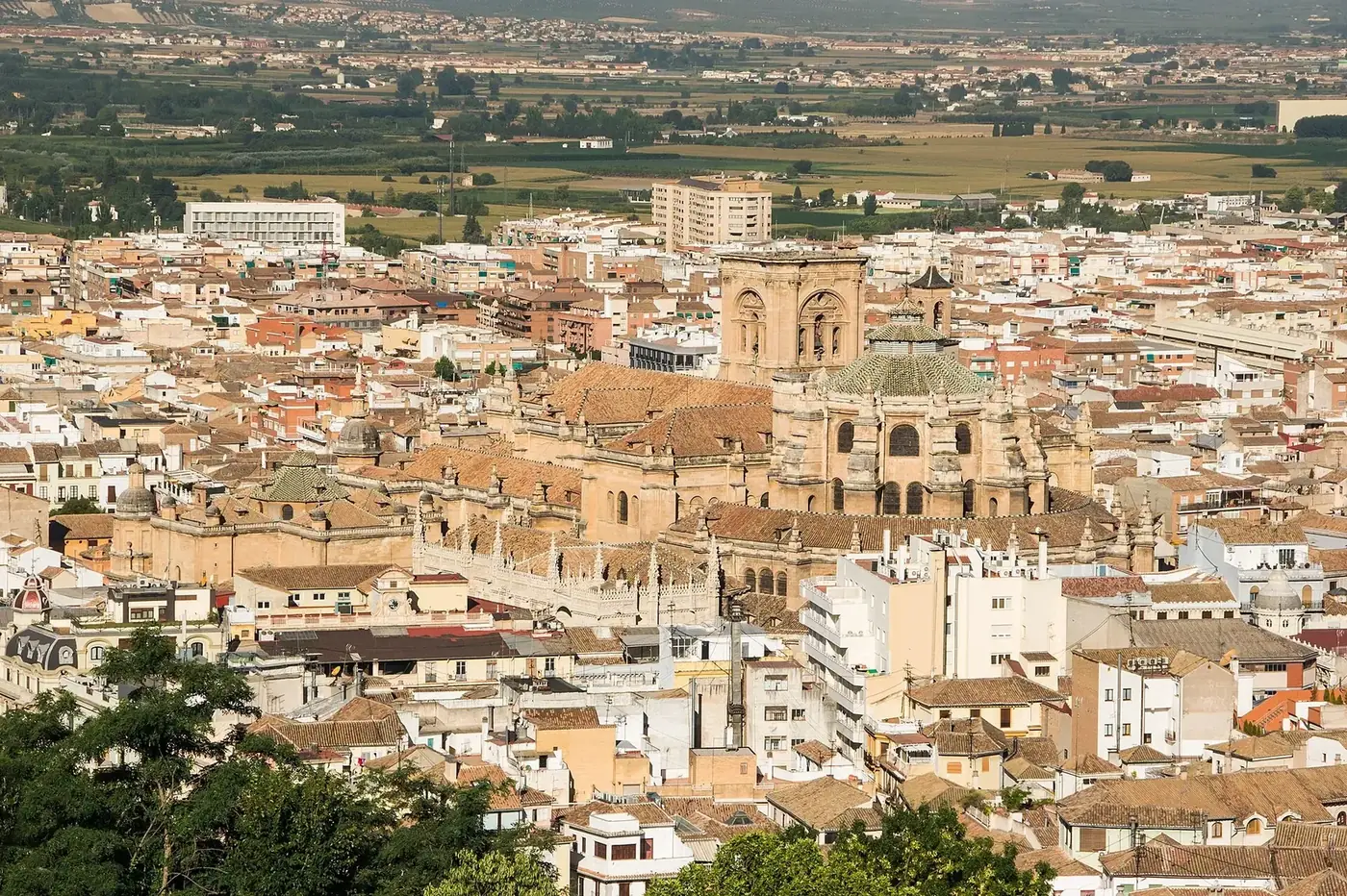 Catedral y Capilla Real de Granada vistas desde la Alhambra