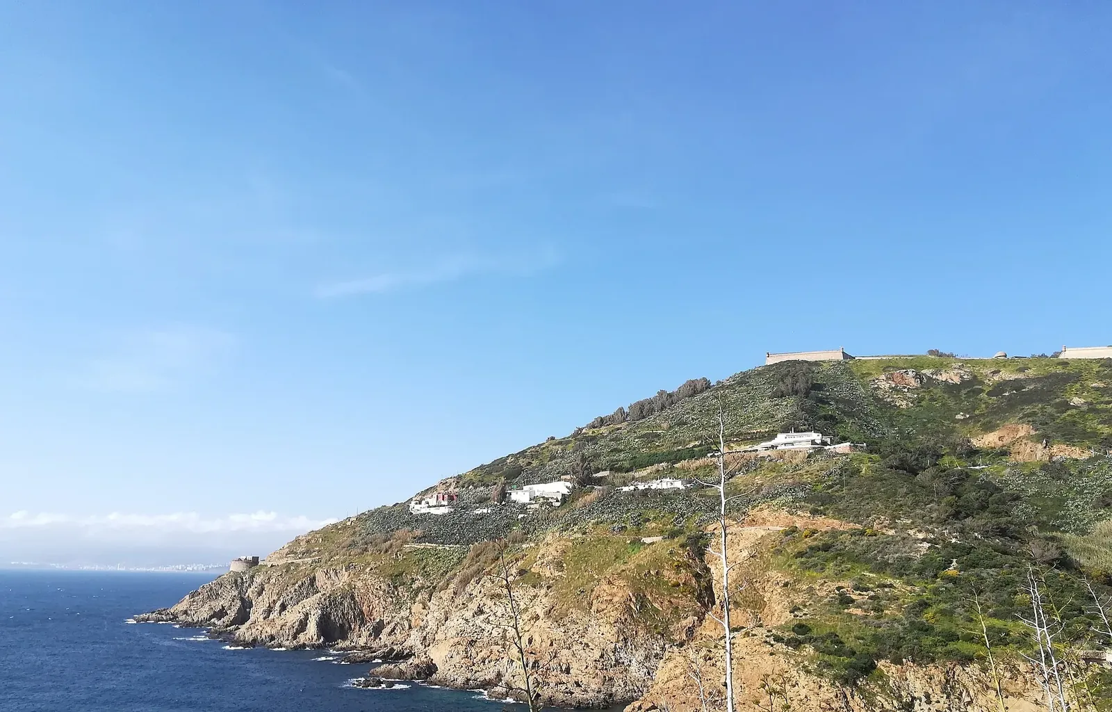 Costa del Monte Hacho con acantilados y vegetación sobre el mar