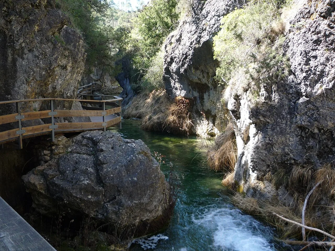 Pasarela de madera sobre el río Borosa