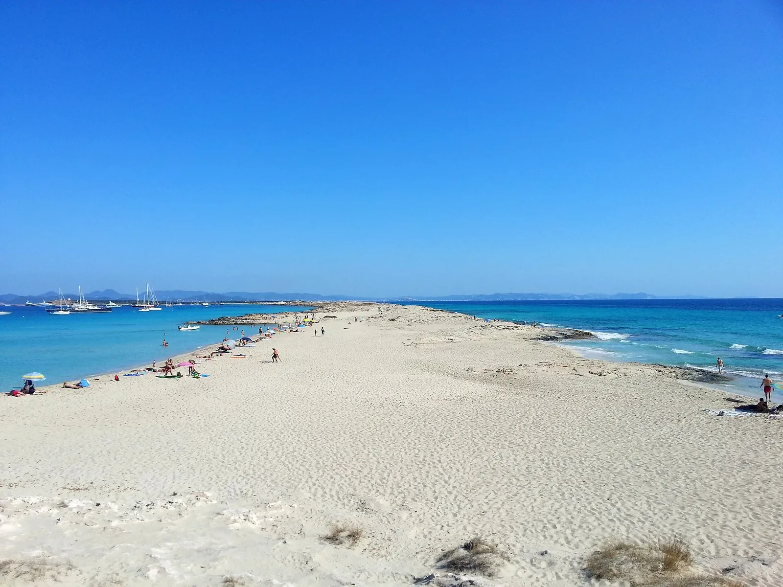 Arena blanca y agua turquesa en la playa de Ses Illetes