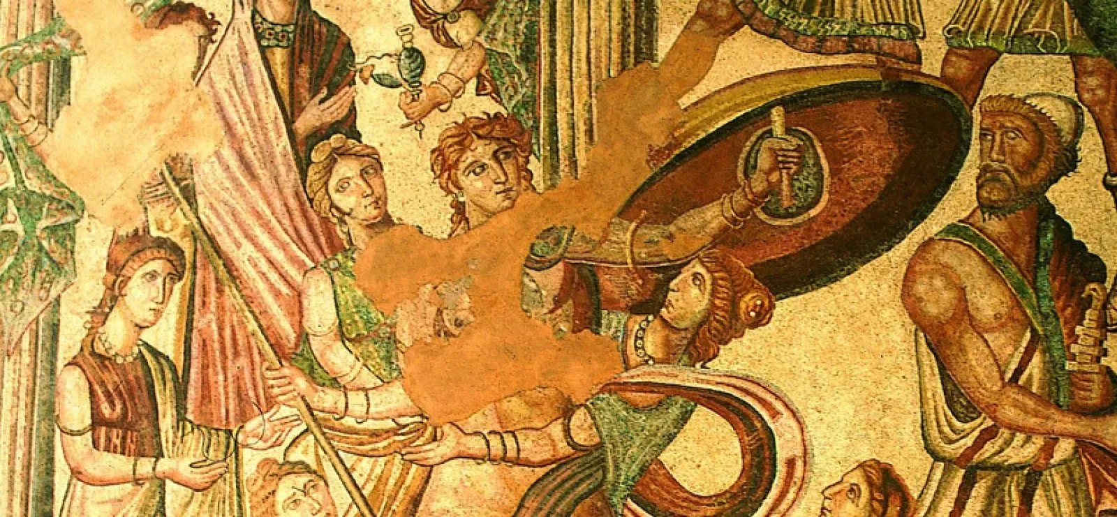 Mosaico de Aquiles en Esciros del oecus de la villa romana La Olmeda