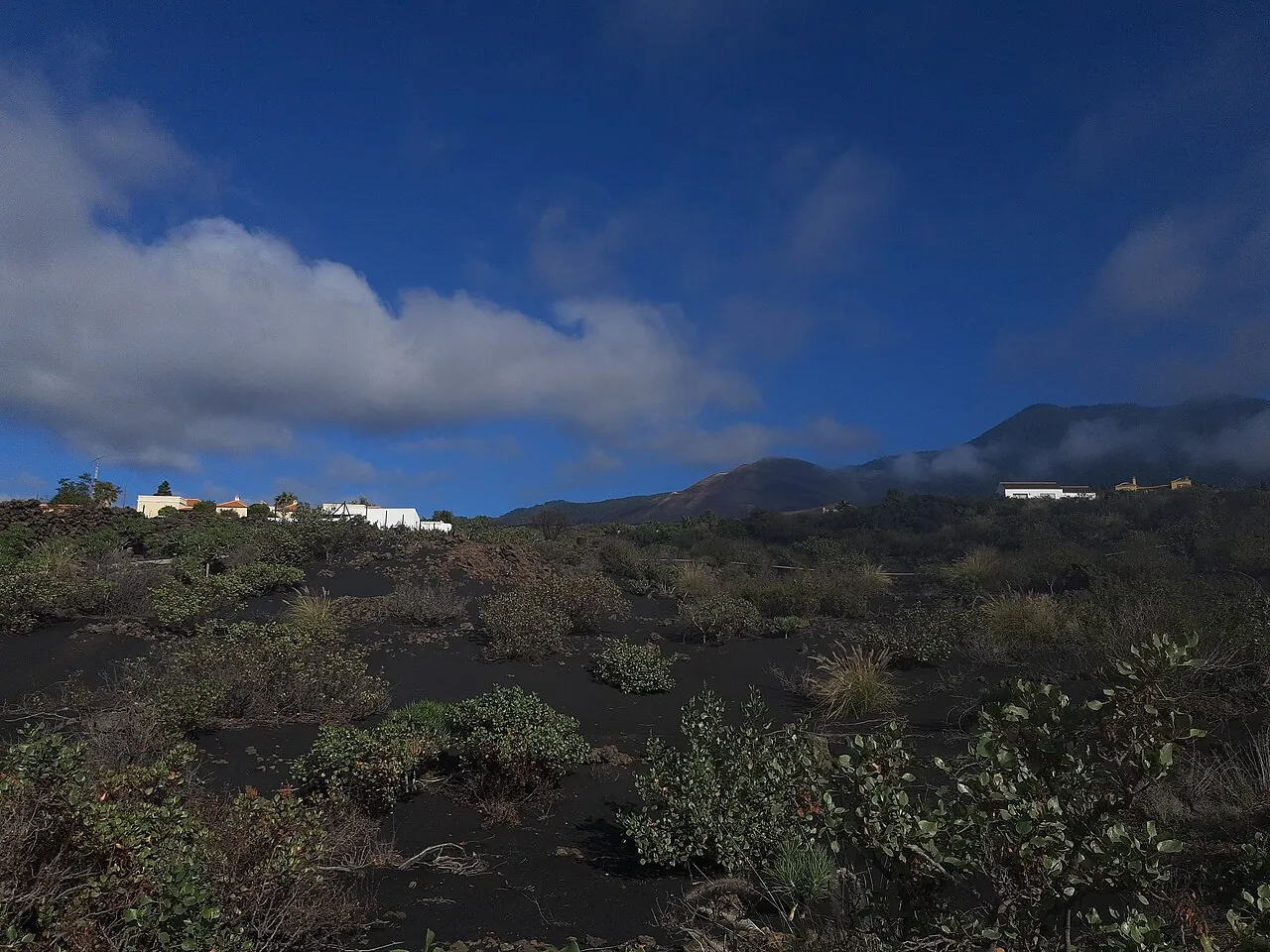 Casas en el campo de lava de La Palma