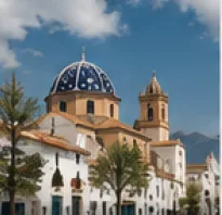 Casco antiguo de Altea con la cúpula azul de la iglesia