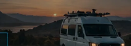 Furgoneta camper al atardecer